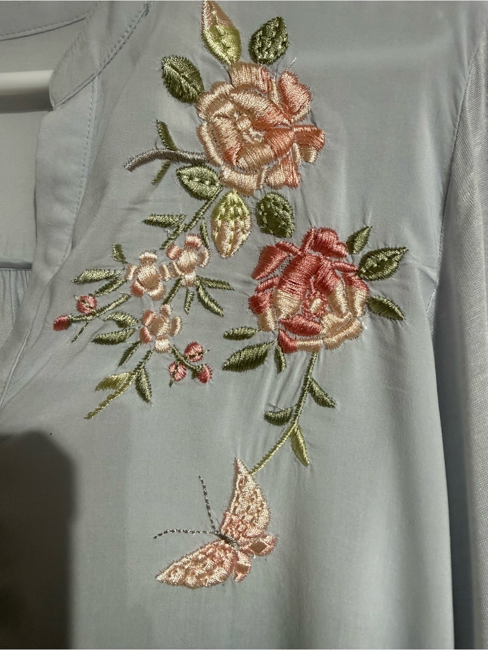 Anthropologie TINY Embroidered Top Size S/P Grey Ombre Floral Boho Peasant - Picture 5 of 10
